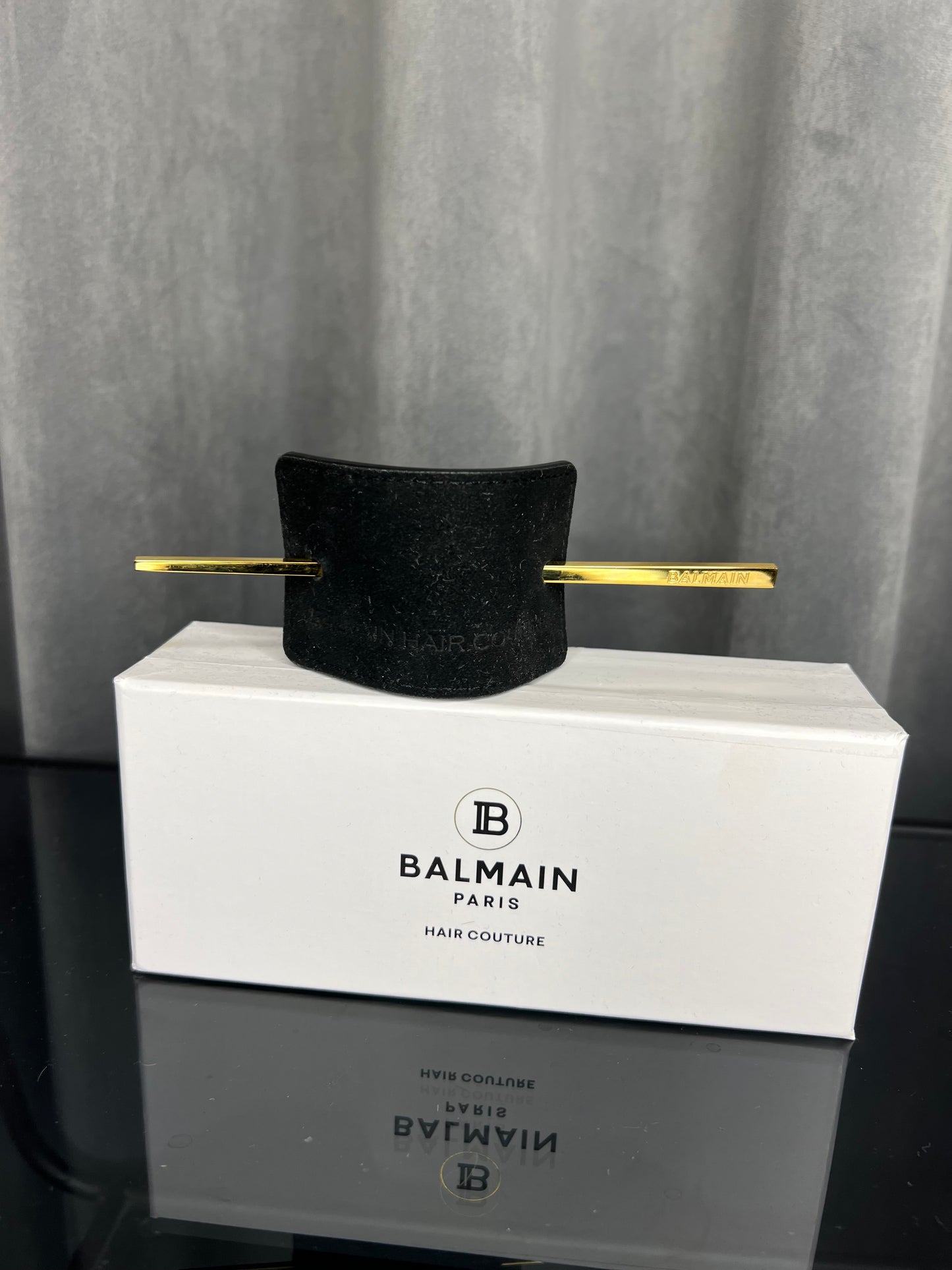 Balmain Hair Barette Leather & Gold